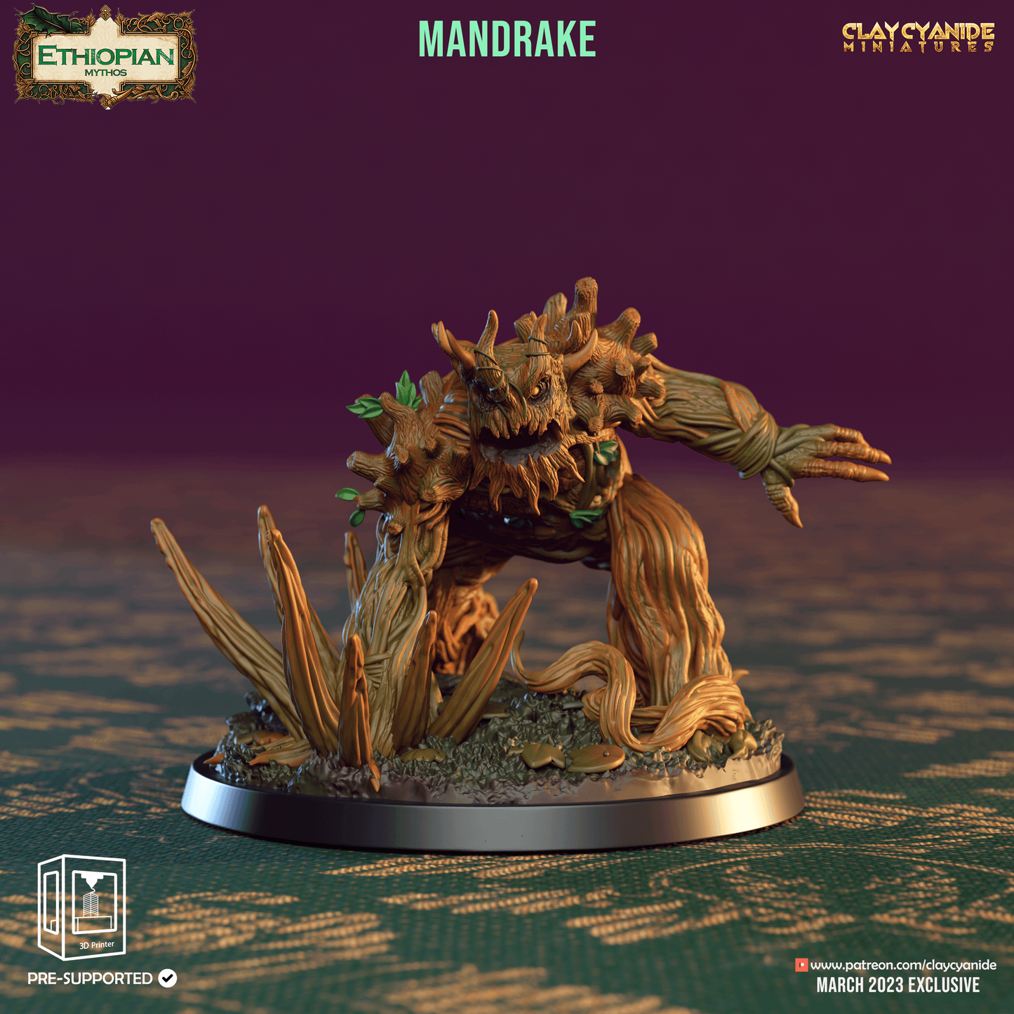 3D Printed Clay Cyanide Mandrakes Ethiopian Mythos 28 32 mm D&D