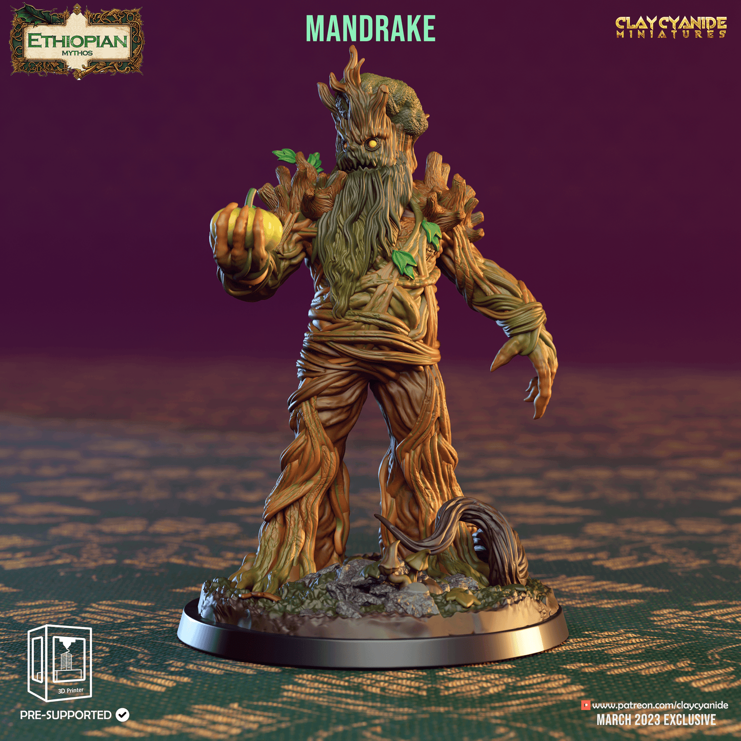 3D Printed Clay Cyanide Mandrakes Ethiopian Mythos 28 32 mm D&D