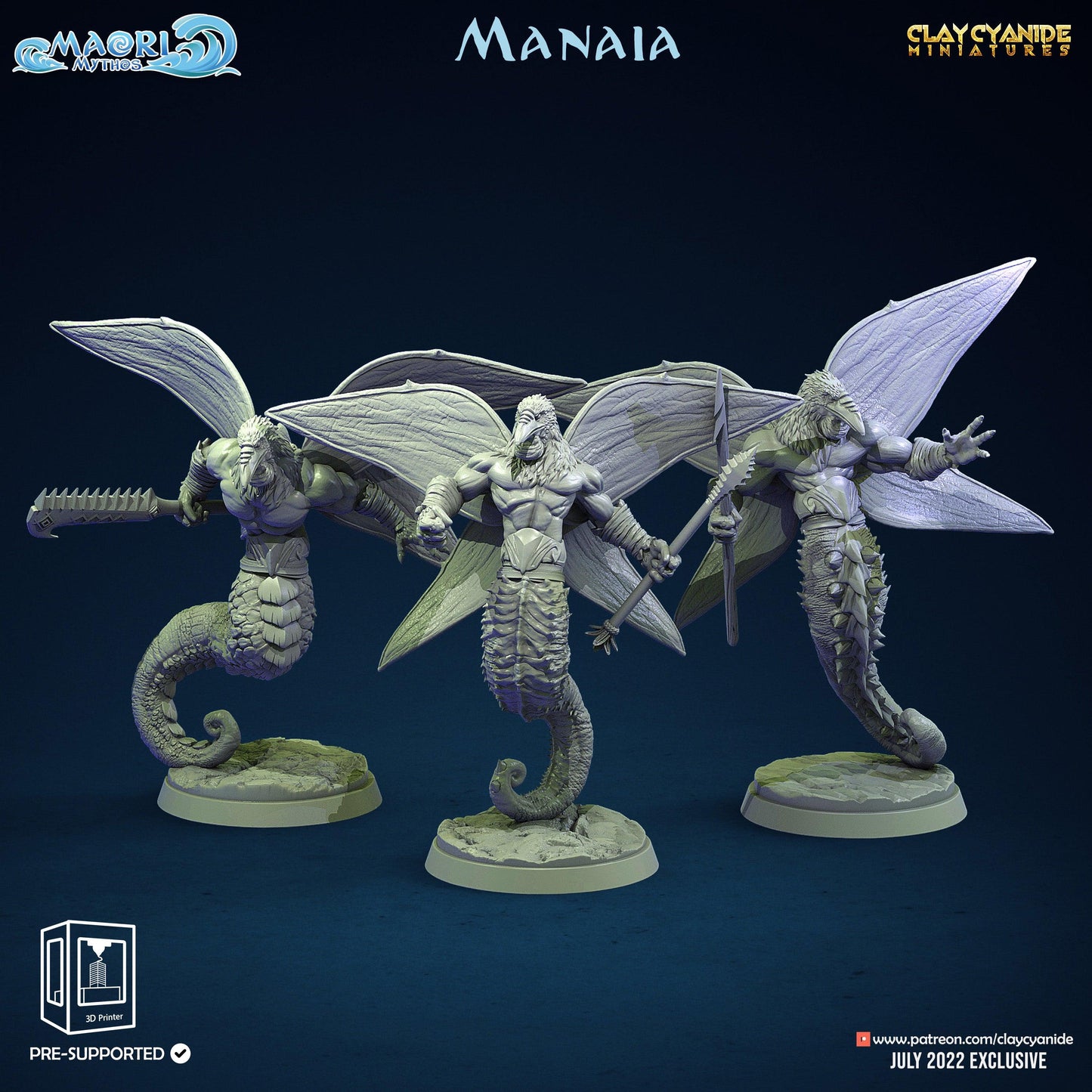 3D Printed Clay Cyanide Maori Mythos Set Ragnarok D&D