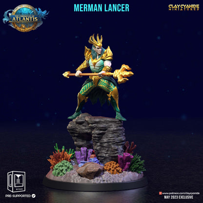 3D Printed Clay Cyanide Merman Lancers The Chronicles of Atlantis 28 32 mm D&D