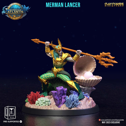 3D Printed Clay Cyanide Merman Lancers The Chronicles of Atlantis 28 32 mm D&D
