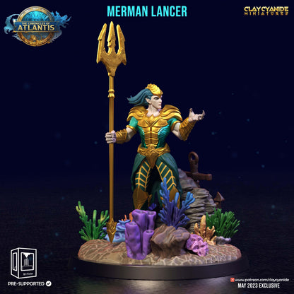 3D Printed Clay Cyanide Merman Lancers The Chronicles of Atlantis 28 32 mm D&D