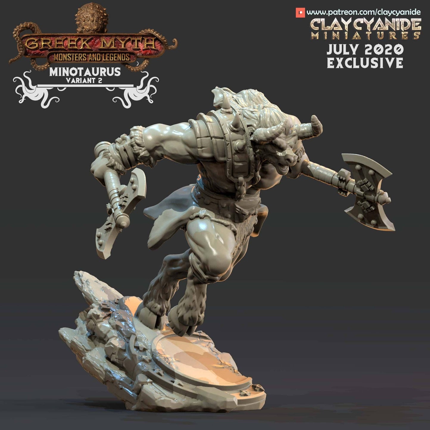 3D Printed Clay Cyanide Minotaur Greek Mythology Part 2 28 32 mm D&D