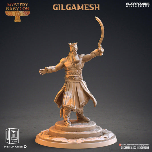 3D Printed Clay Cyanide Mystery Babylon - Gilgamesh 28mm 32mm D&D
