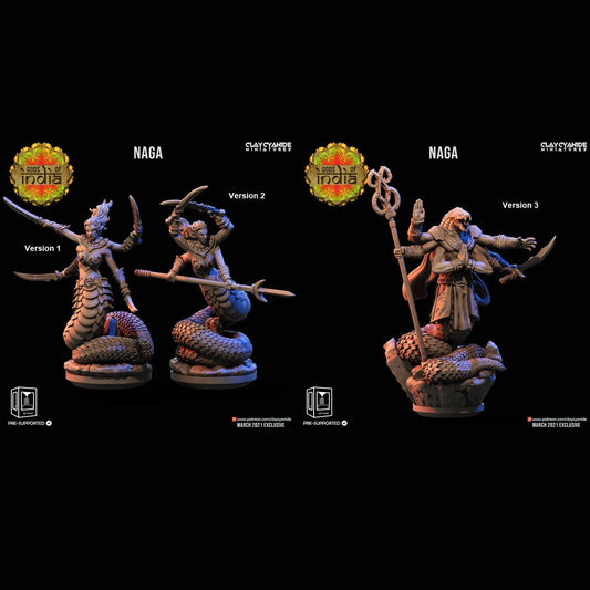 3D Printed Clay Cyanide Naga Warriors Gods of India Ragnarok D&D