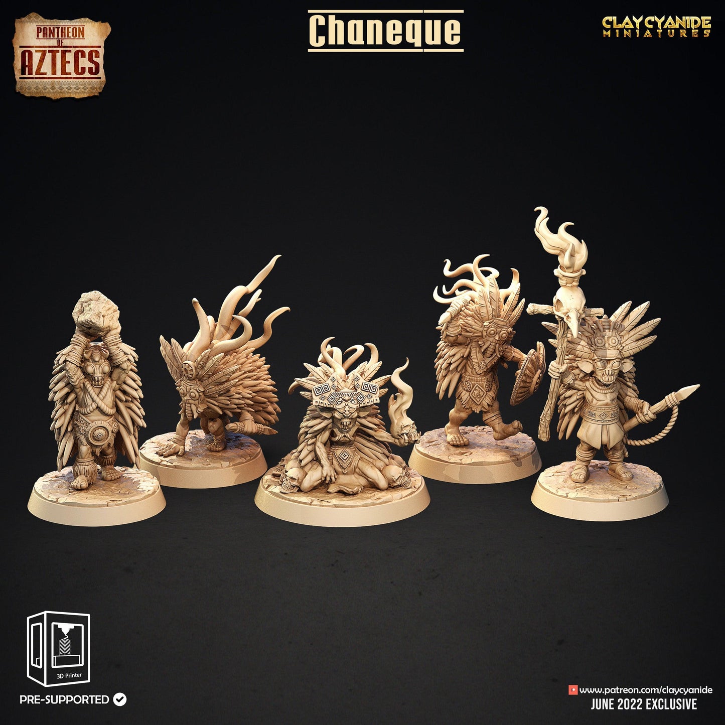 3D Printed Clay Cyanide Pantheon Of Aztecs Set Ragnarok D&D