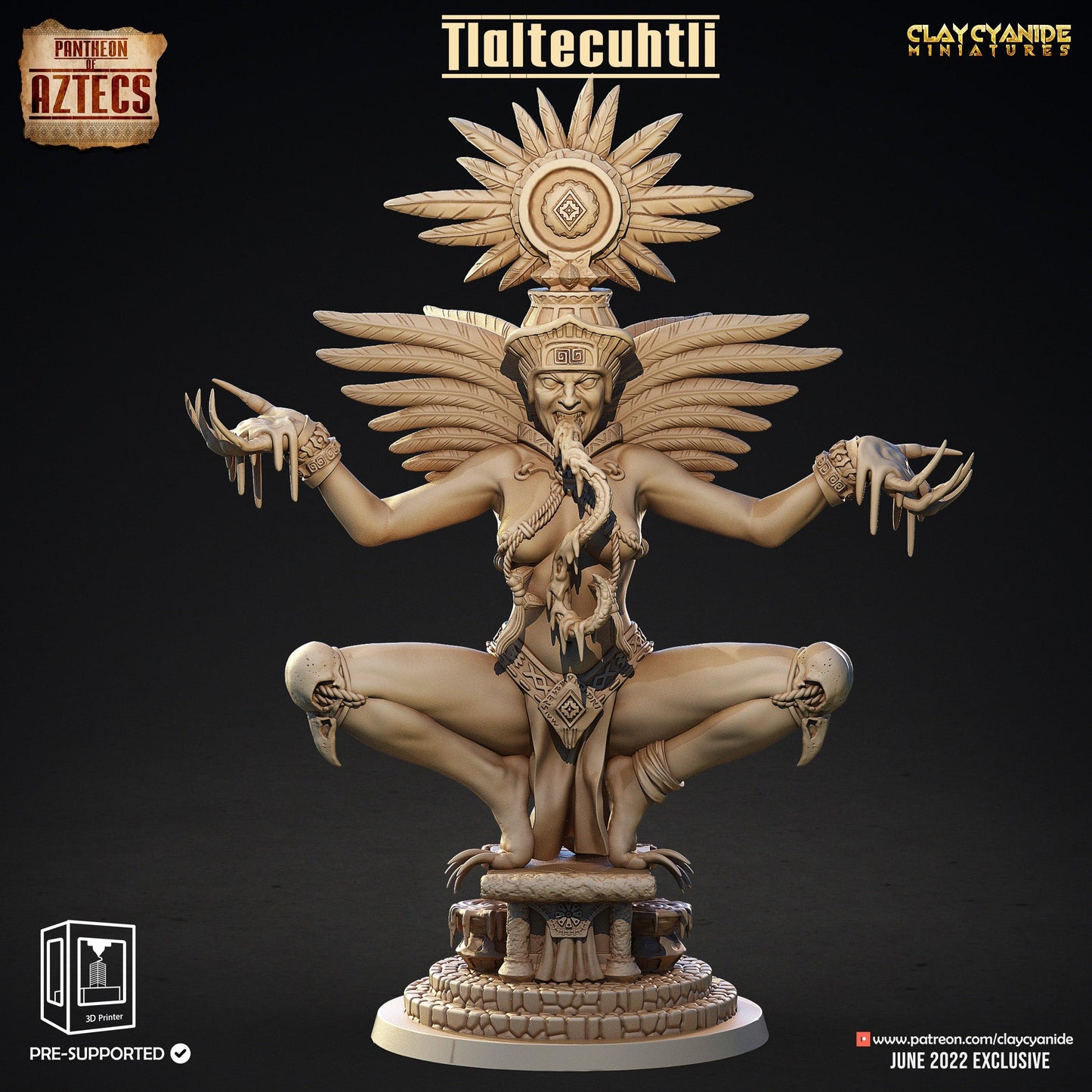 3D Printed Clay Cyanide Pantheon Of Aztecs Set Ragnarok D&D