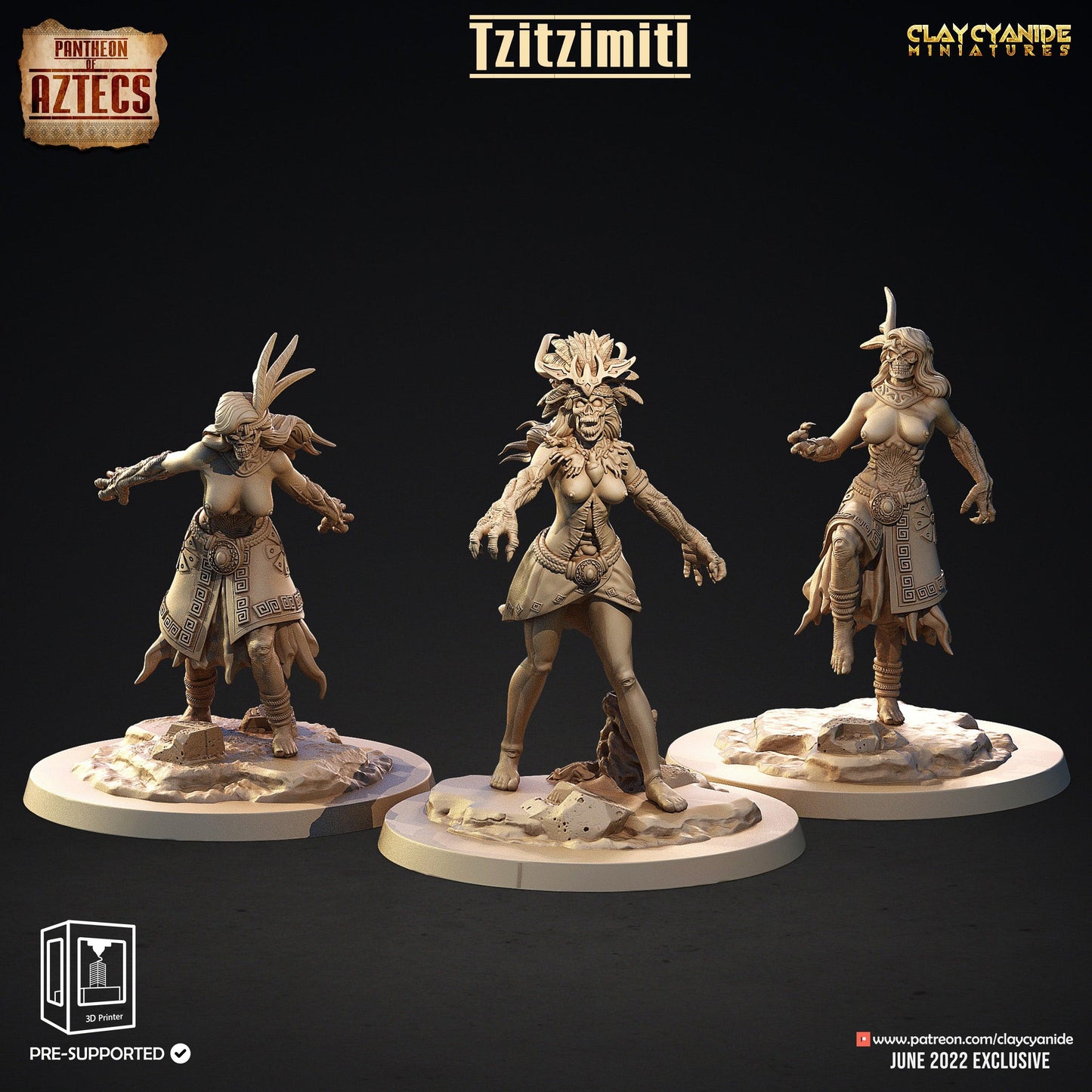 3D Printed Clay Cyanide Pantheon Of Aztecs Set Ragnarok D&D