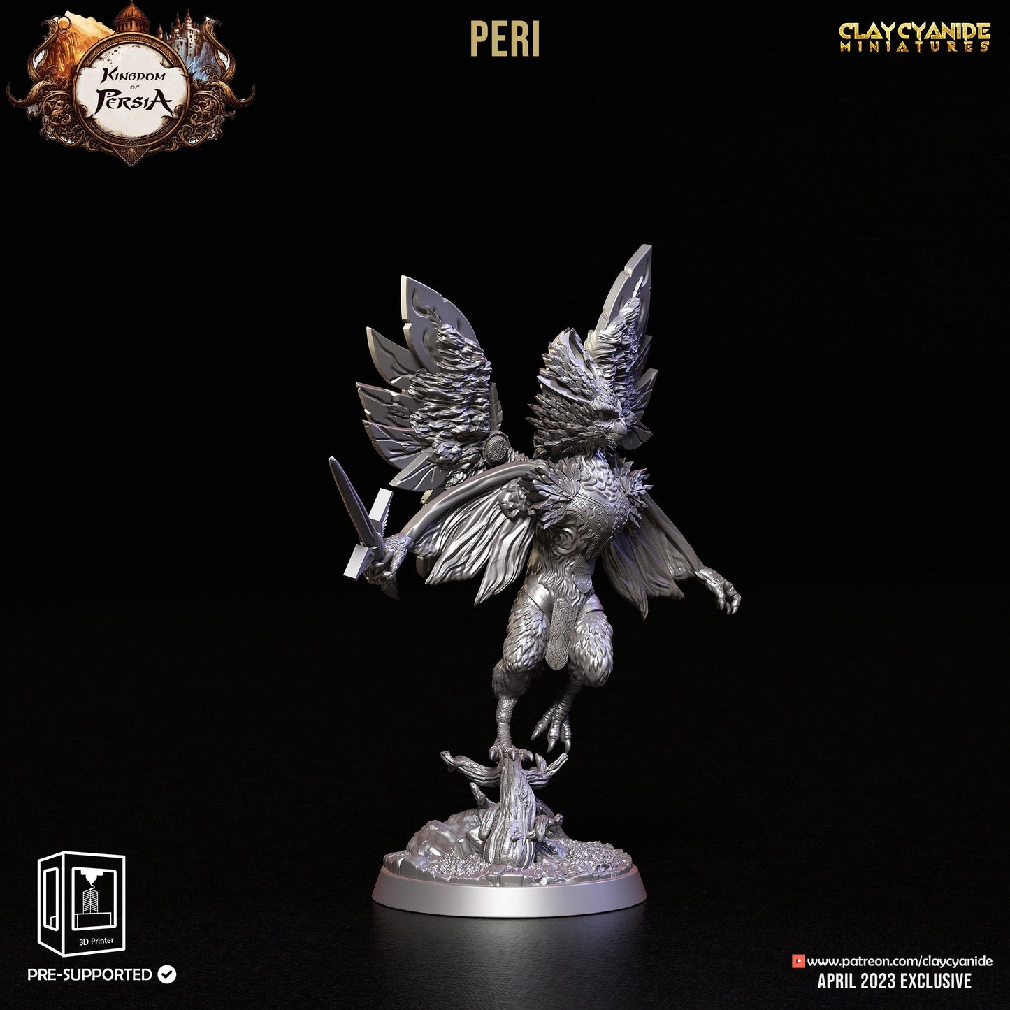 3D Printed Clay Cyanide Peri Kingdom of Persia 28 32 mm D&D