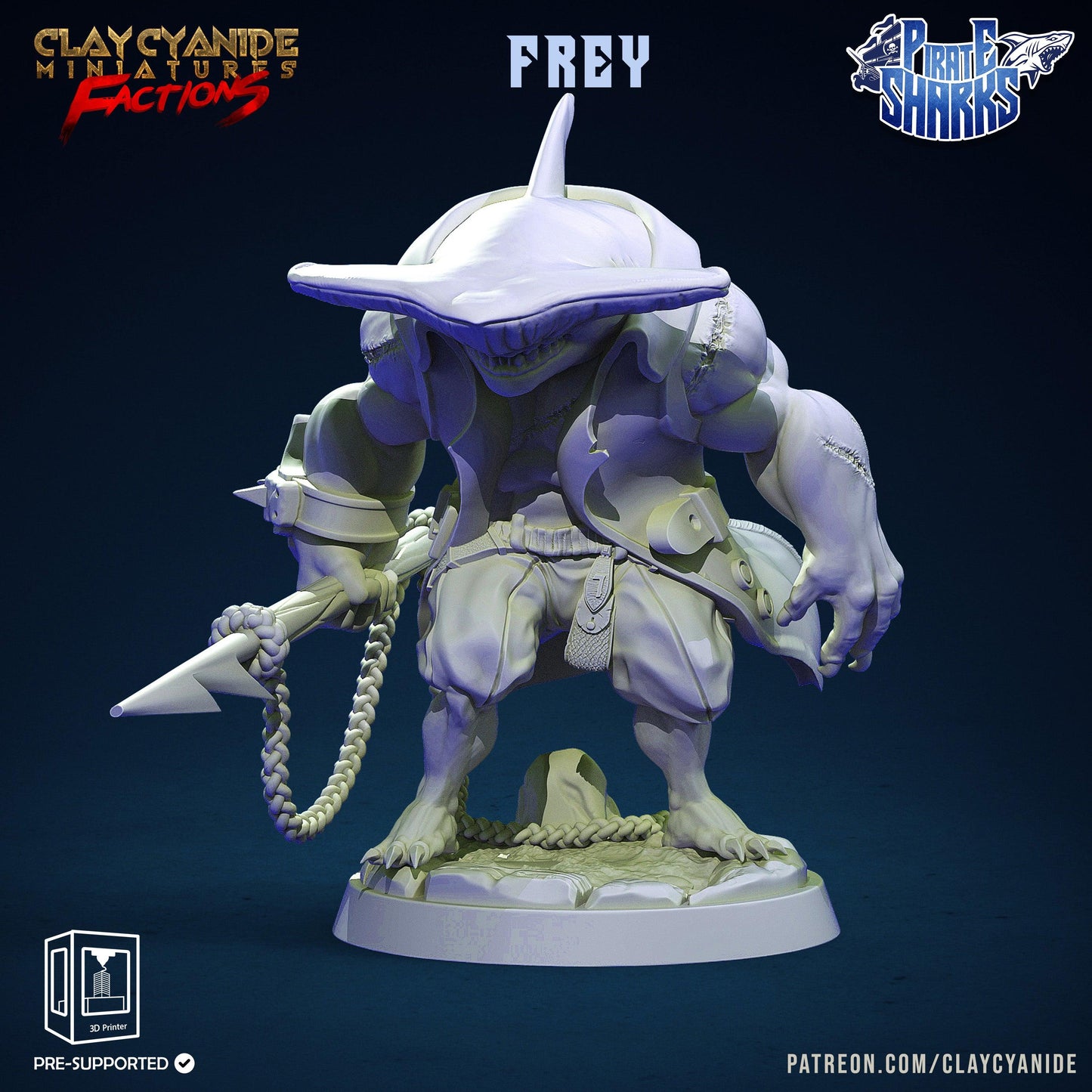 3D Printed Clay Cyanide Pirate Sharks Factions Tribes Wargrounds Ragnarok D&D