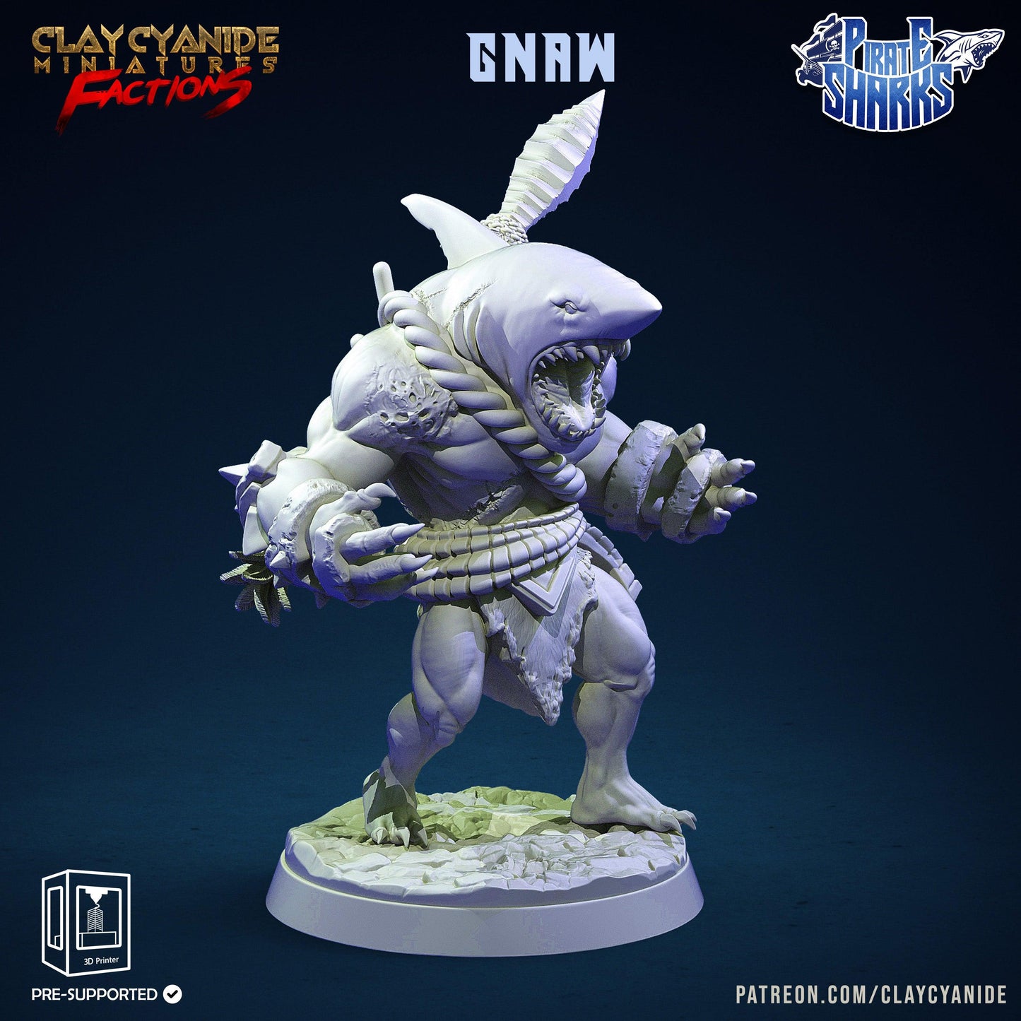 3D Printed Clay Cyanide Pirate Sharks Factions Tribes Wargrounds Ragnarok D&D