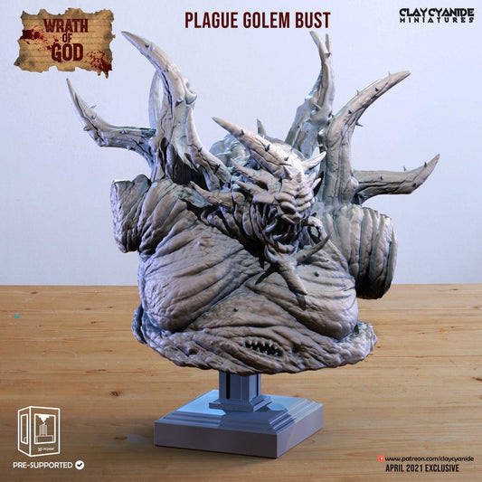 3D Printed Clay Cyanide Plague Golem Bust Wrath of Gods Ragnarok D&D