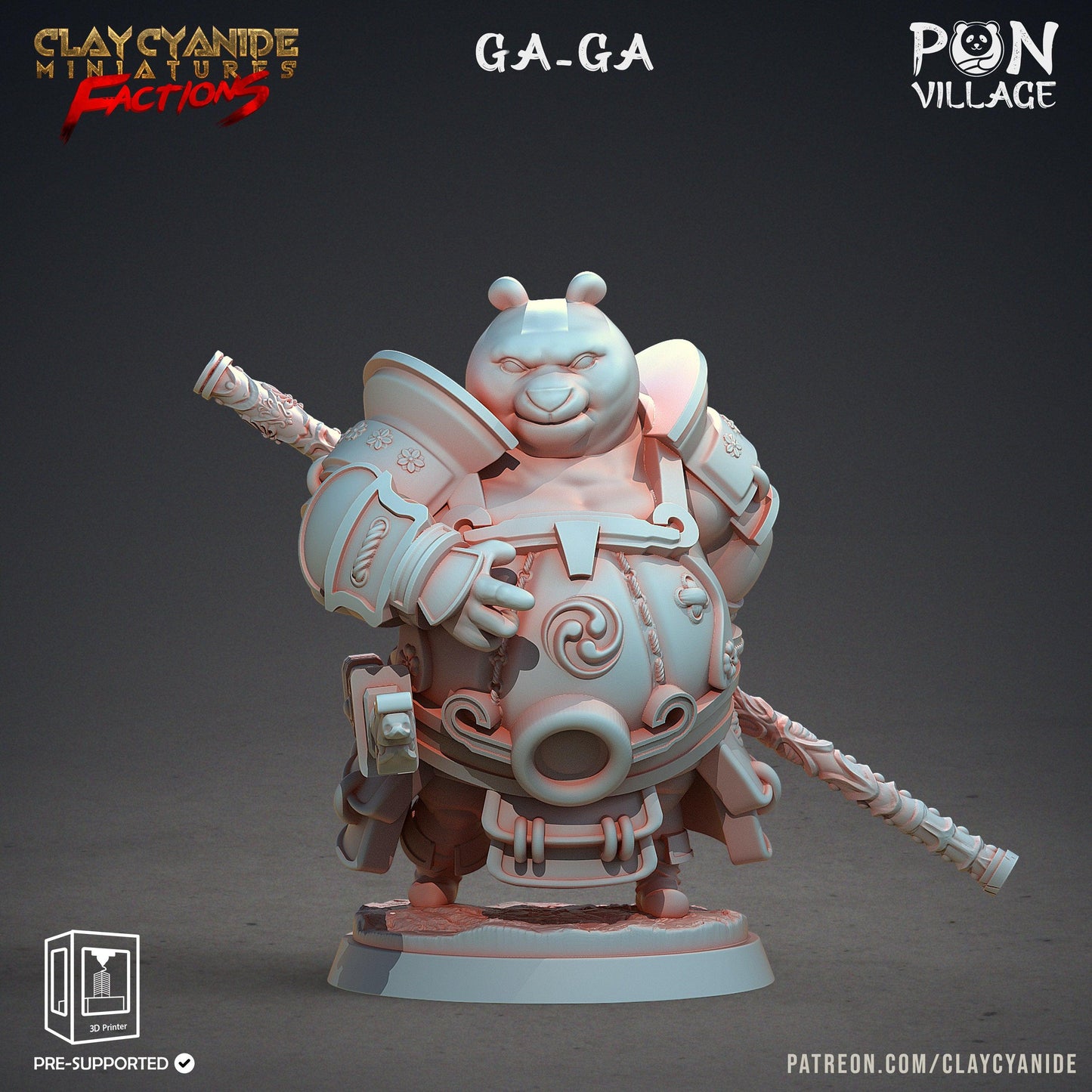 3D Printed Clay Cyanide Pon Village Pandas Tribes Factions Ragnarok D&D