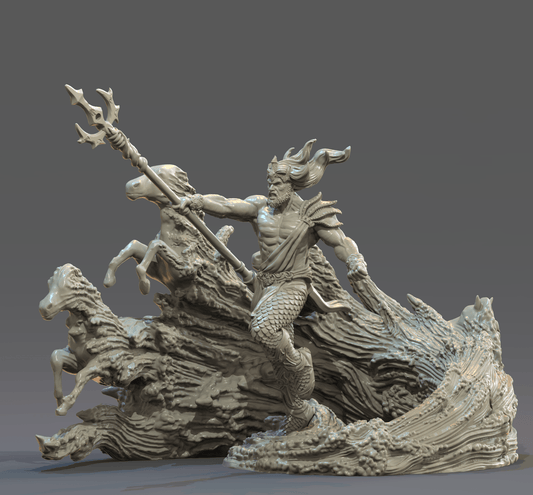 3D Printed Clay Cyanide Poseidon Greek Myth Gods and Goddesses Ragnarok D&D