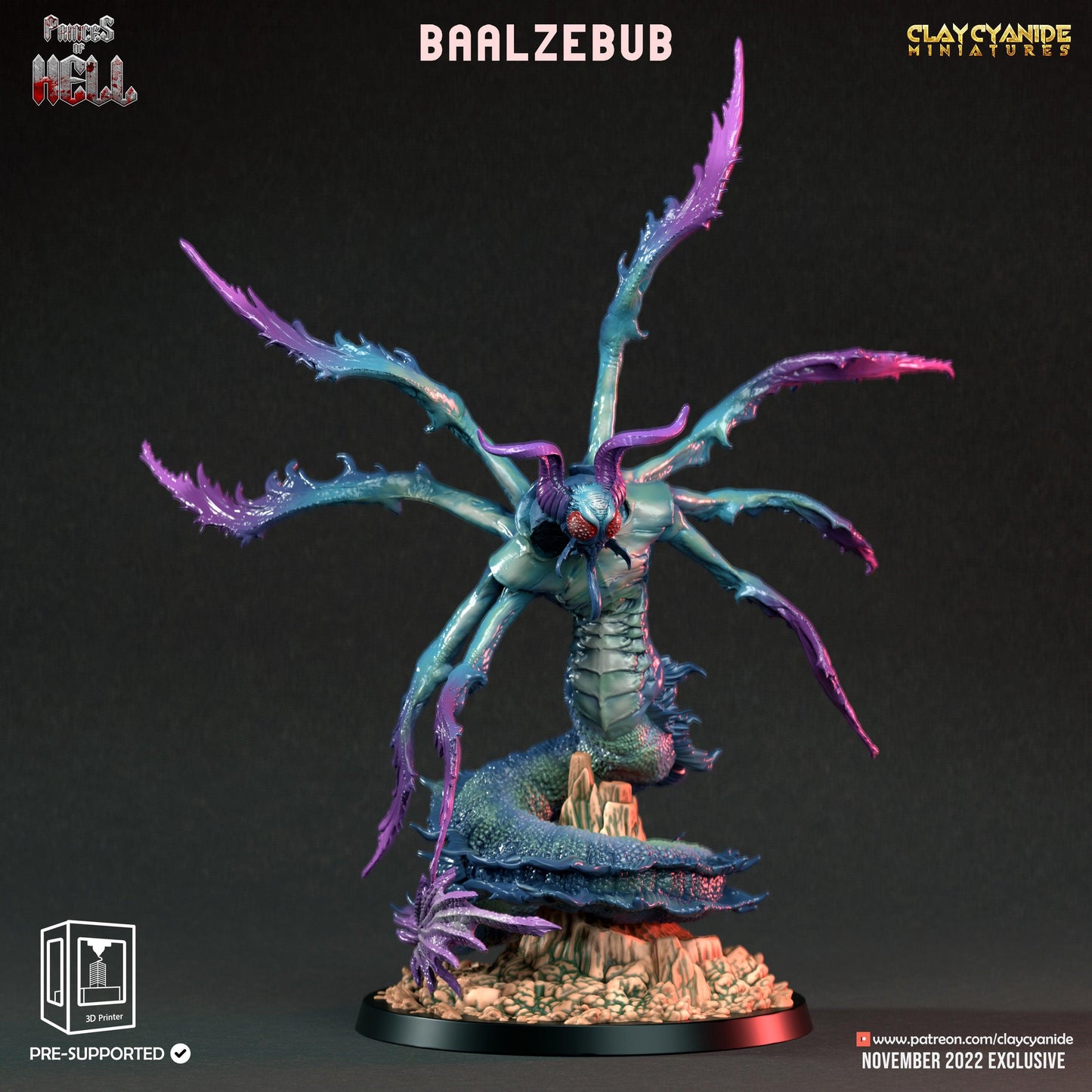 3D Printed Clay Cyanide Princess of Hell Ragnarok D&D