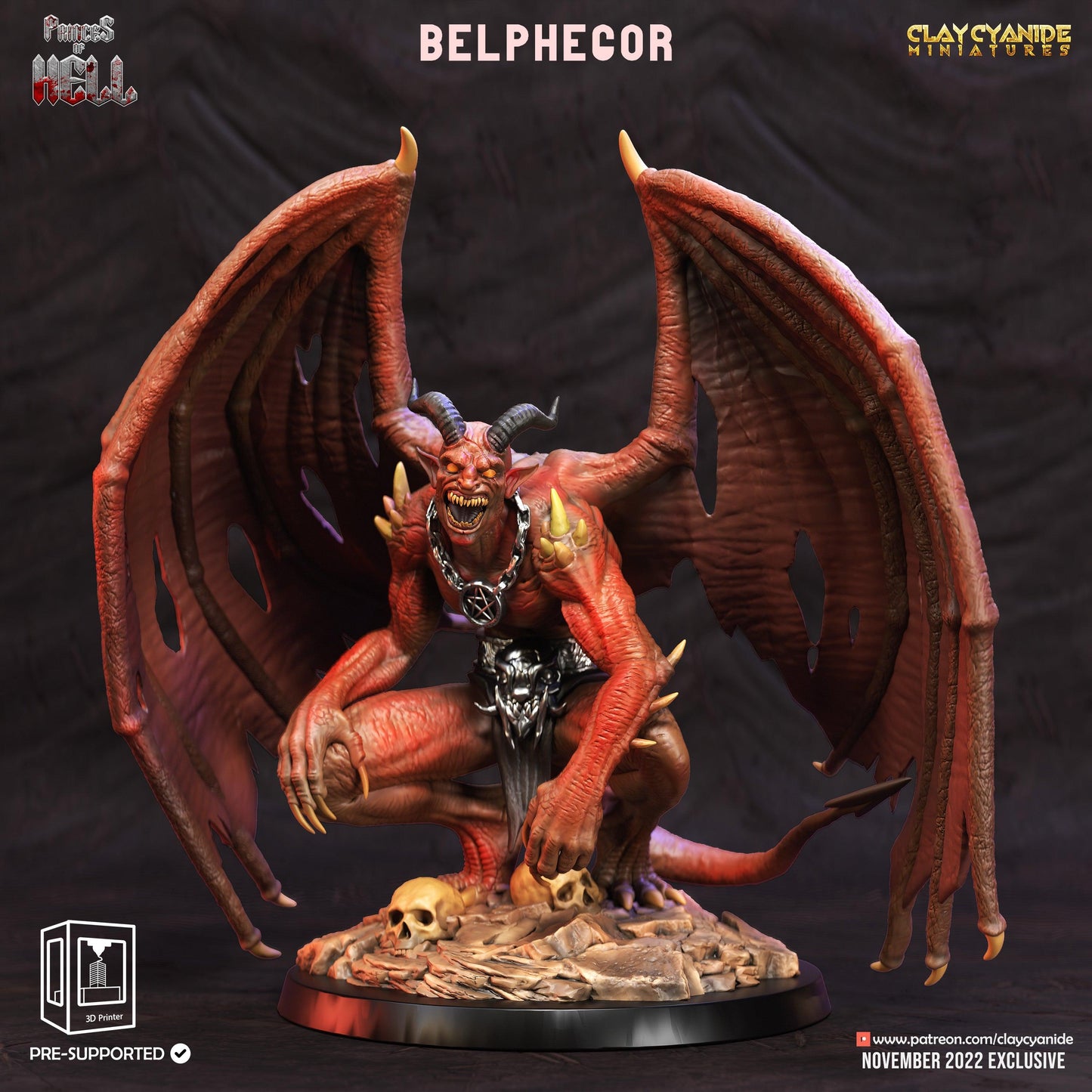 3D Printed Clay Cyanide Princess of Hell Ragnarok D&D
