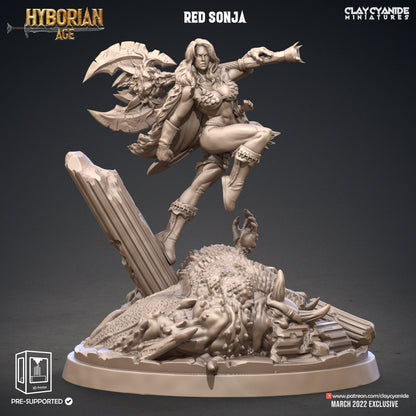 3D Printed Clay Cyanide Red Sonja 28-32mm Hyborian Age Ragnarok D&D