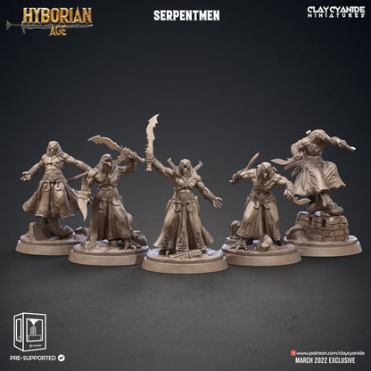 3D Printed Clay Cyanide Serpentmen Set Hyborian Age 28mm-32mm Ragnarok D&D