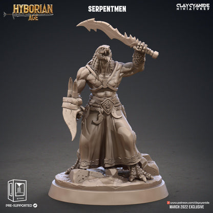 3D Printed Clay Cyanide Serpentmen Set Hyborian Age 28mm-32mm Ragnarok D&D
