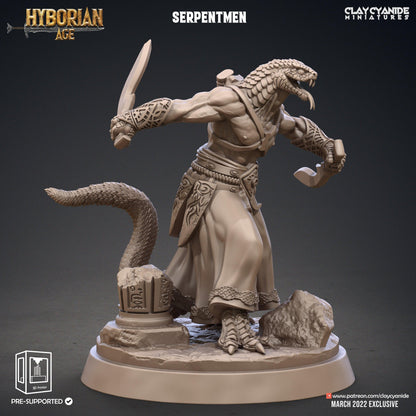 3D Printed Clay Cyanide Serpentmen Set Hyborian Age 28mm-32mm Ragnarok D&D