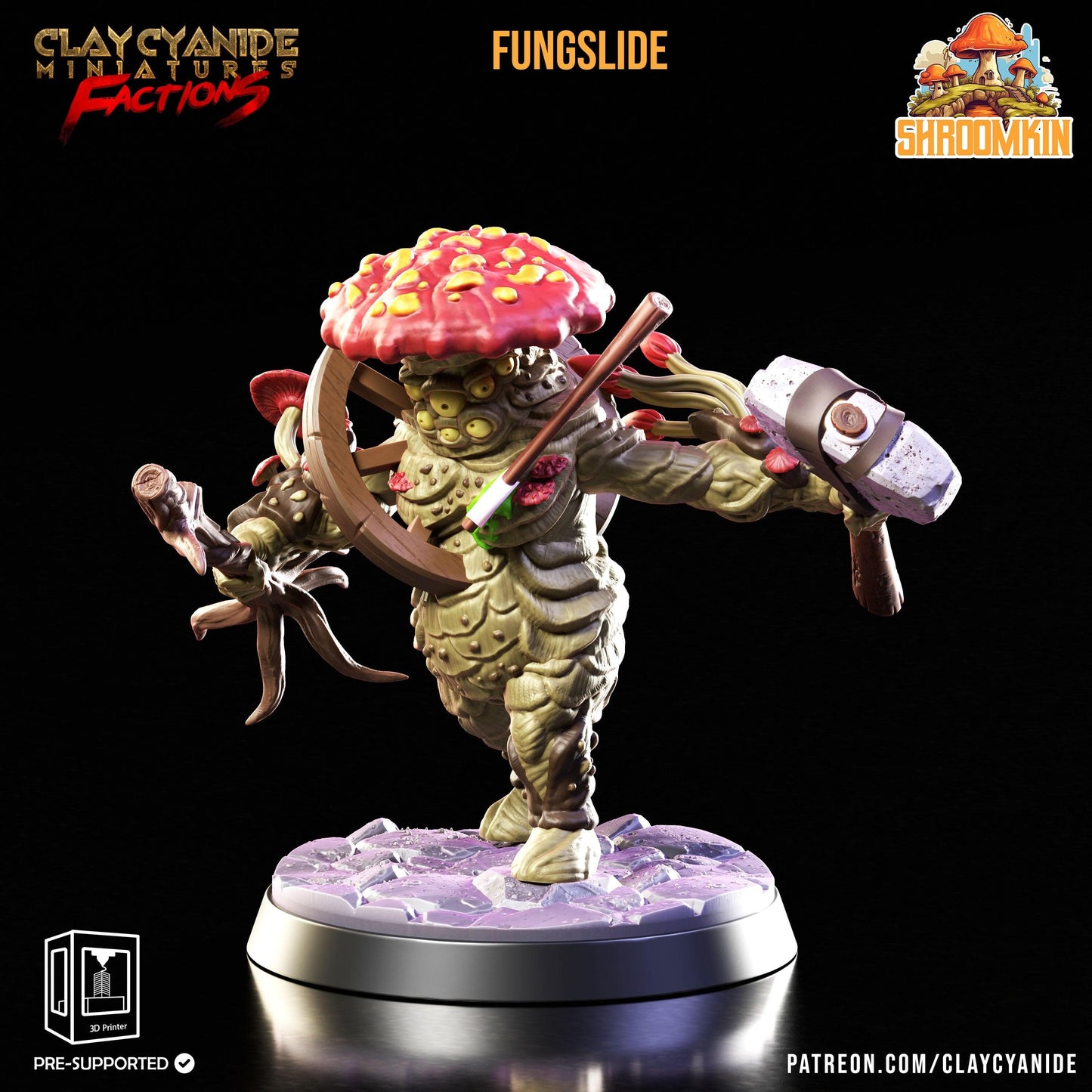 3D Printed Clay Cyanide Shroomkin Factions Tribes 28 32 mm D&D