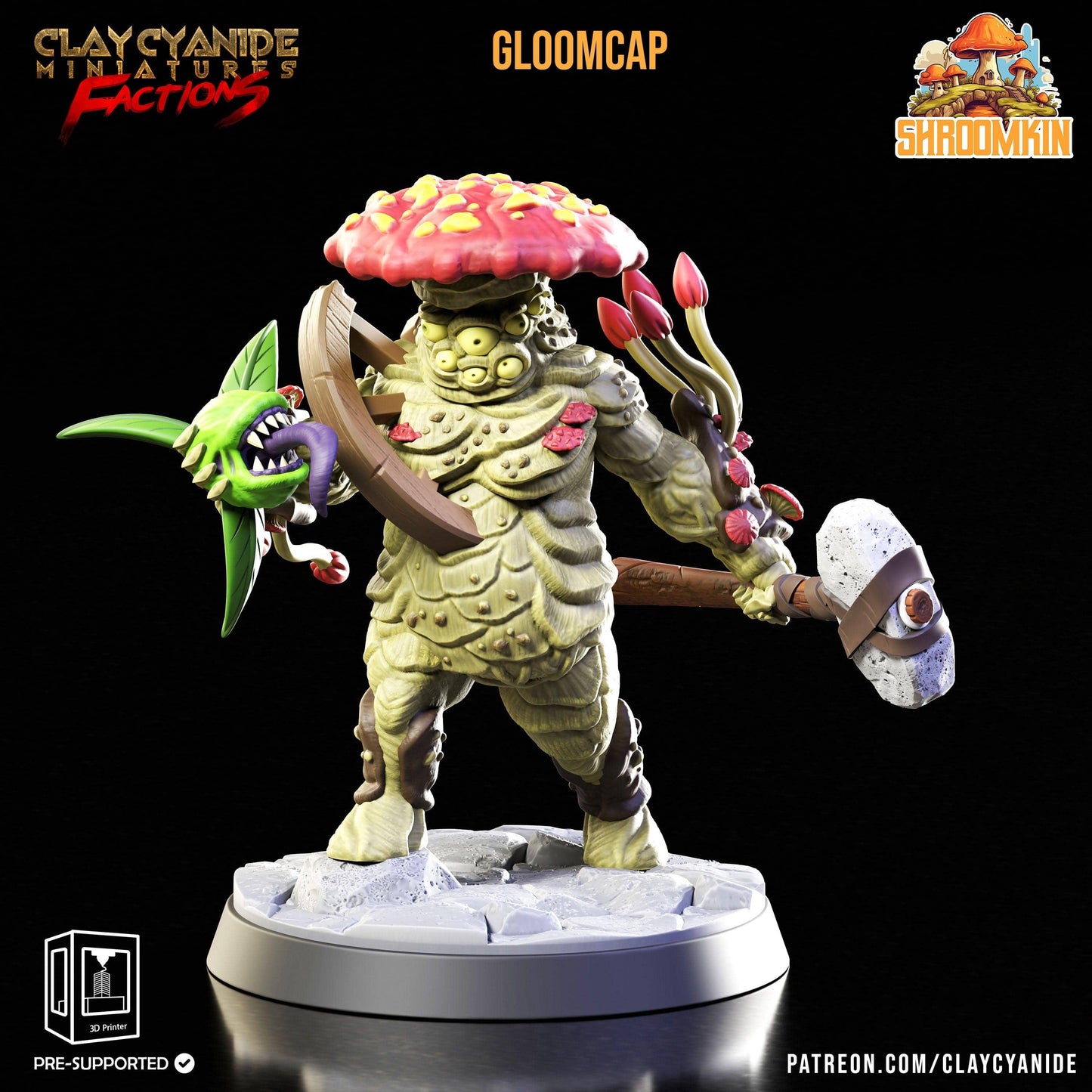 3D Printed Clay Cyanide Shroomkin Factions Tribes 28 32 mm D&D