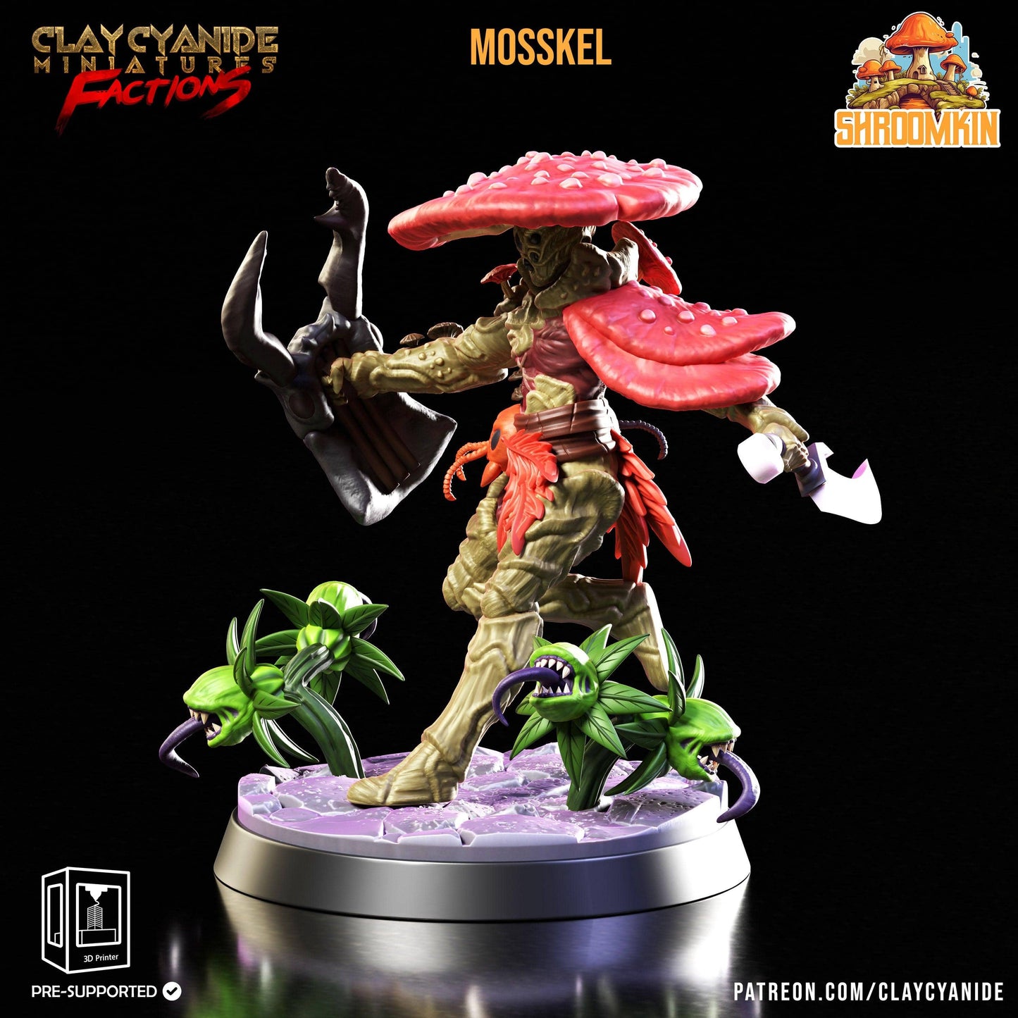 3D Printed Clay Cyanide Shroomkin Factions Tribes 28 32 mm D&D