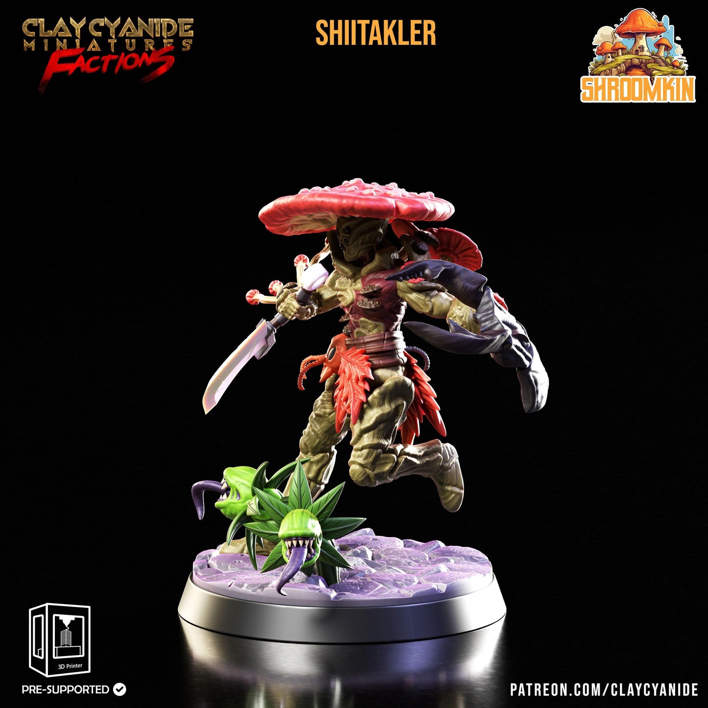 3D Printed Clay Cyanide Shroomkin Factions Tribes 28 32 mm D&D