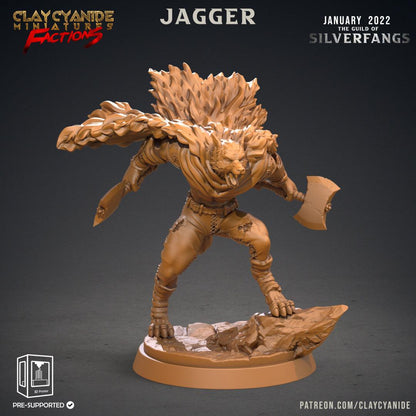 3D Printed Clay Cyanide Silverfangs Guild Werewolf Fox Tribes Factions Ragnarok D&D