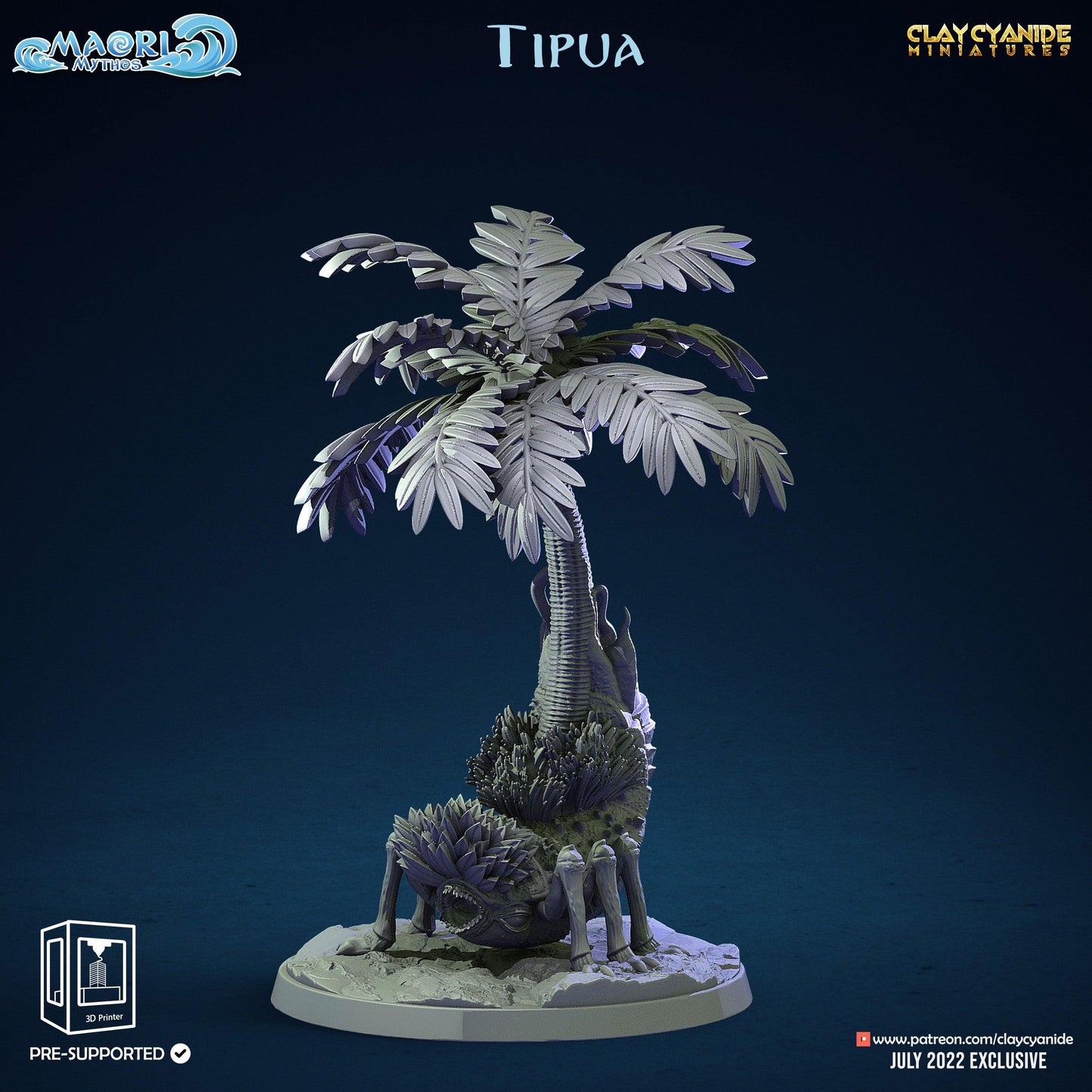 3D Printed Clay Cyanide Tipua Tree and Shell Set Maori Mythos 28mm-32mm Ragnarok D&D