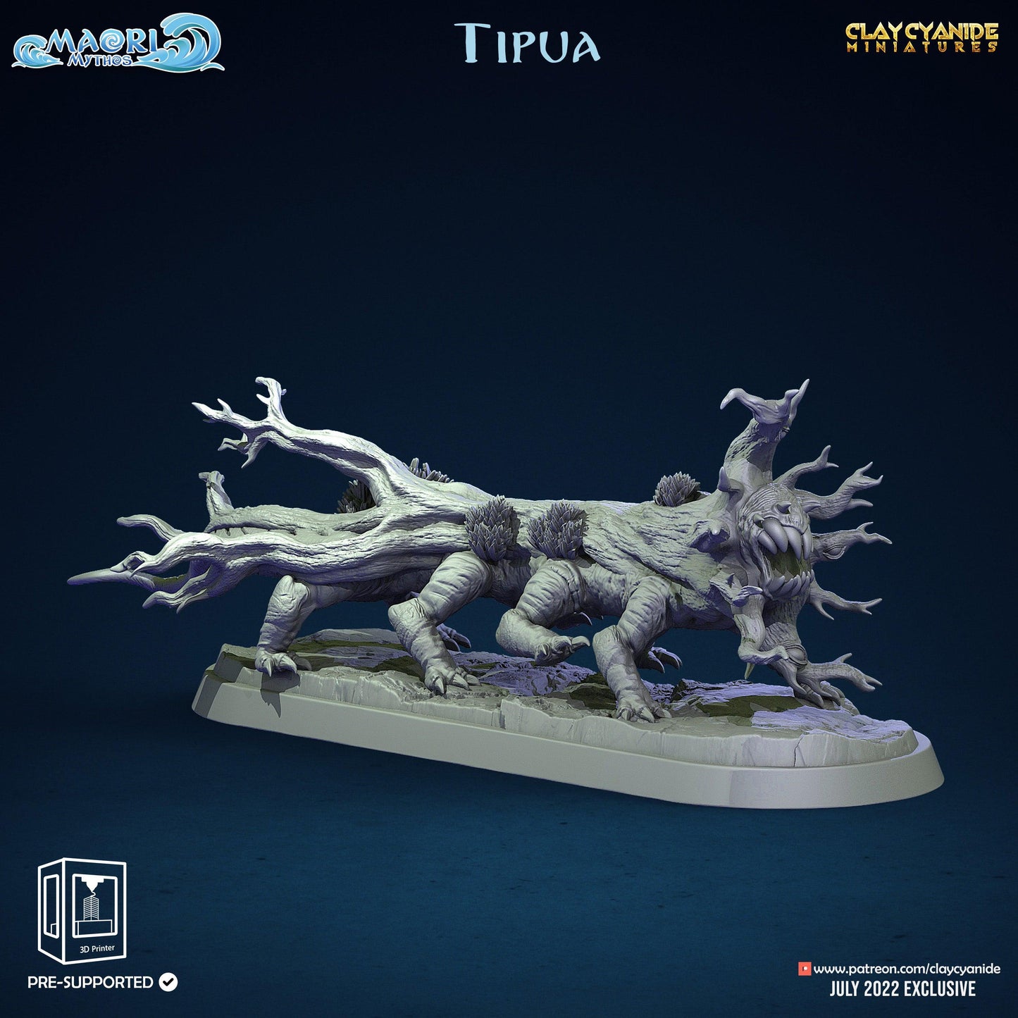 3D Printed Clay Cyanide Tipua Tree and Shell Set Maori Mythos 28mm-32mm Ragnarok D&D