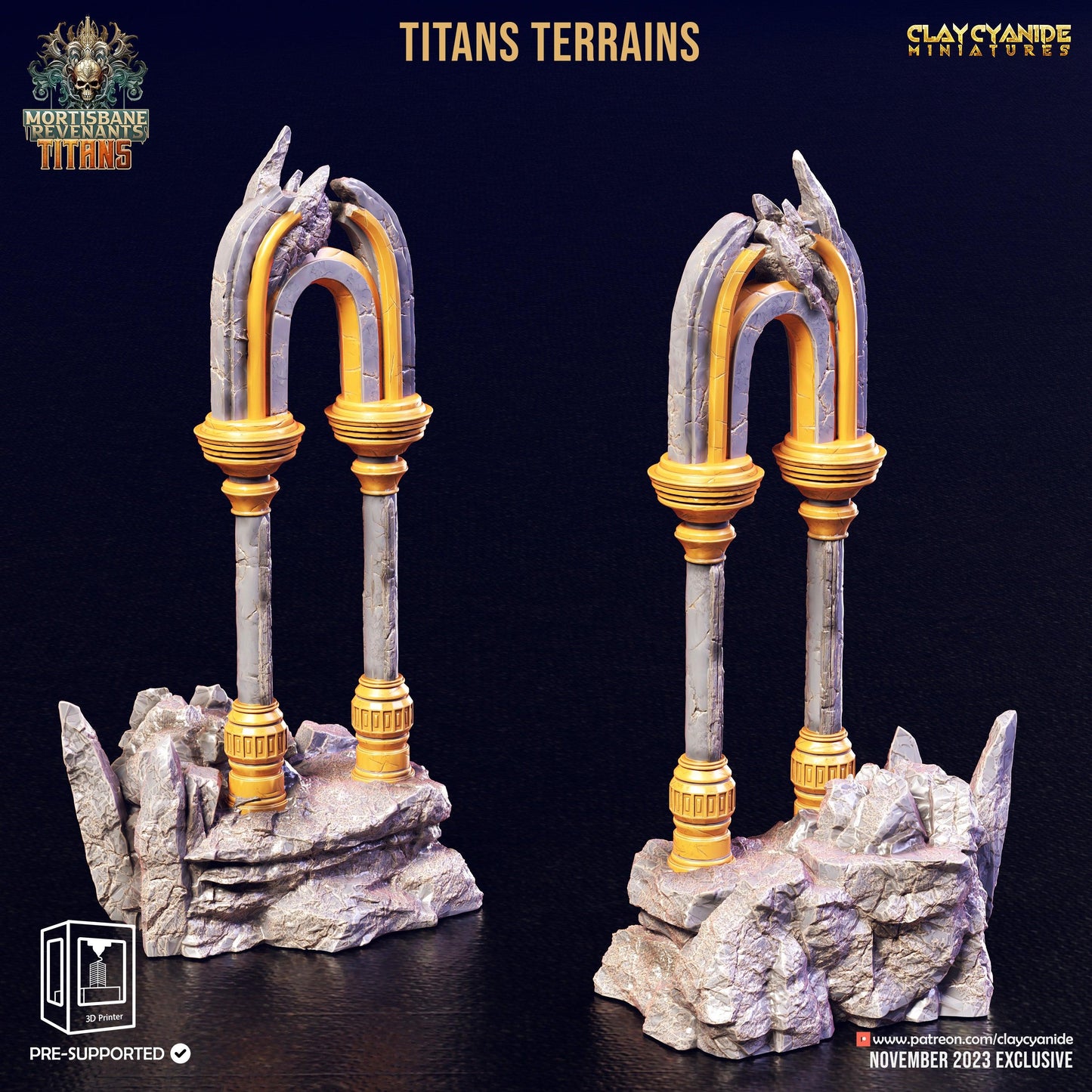 3D Printed Clay Cyanide Titan Terrain Set Mortisbane Titans Set 28 32 mm D&D