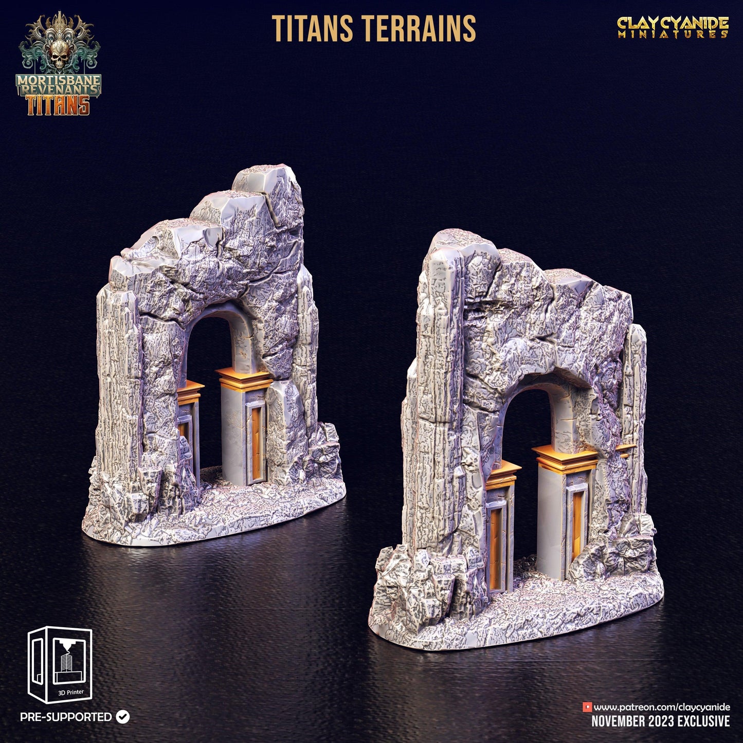 3D Printed Clay Cyanide Titan Terrain Set Mortisbane Titans Set 28 32 mm D&D