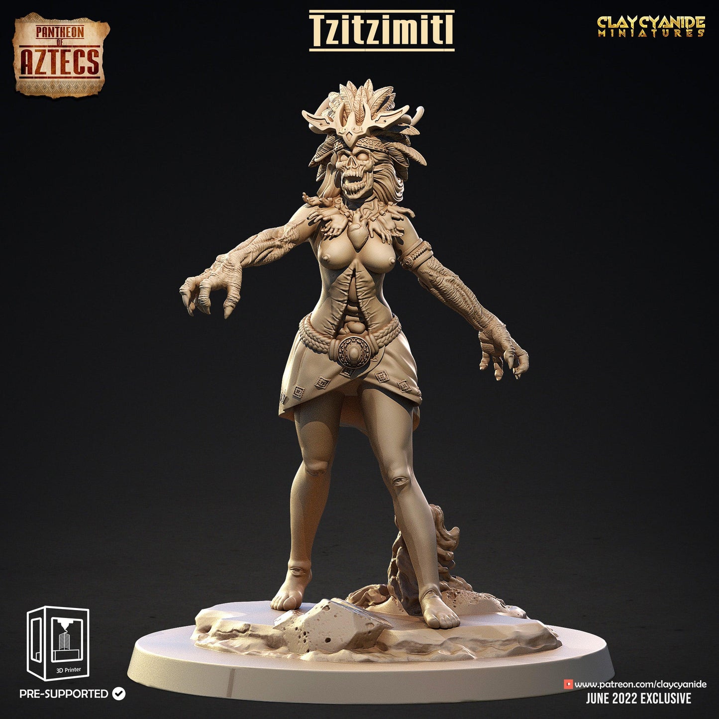 3D Printed Clay Cyanide Tzitzimitl Set Pantheon of Aztecs Ragnarok D&D