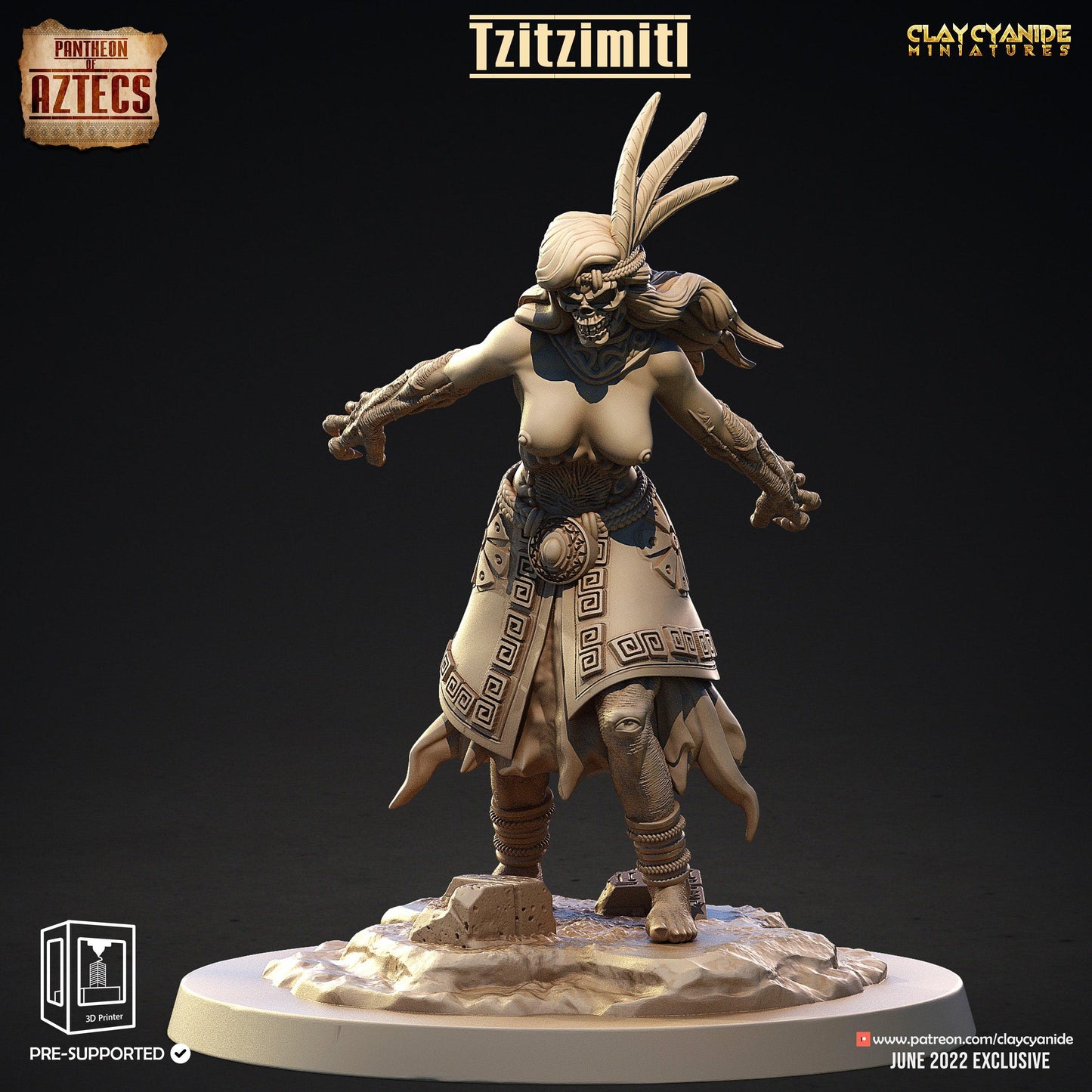3D Printed Clay Cyanide Tzitzimitl Set Pantheon of Aztecs Ragnarok D&D