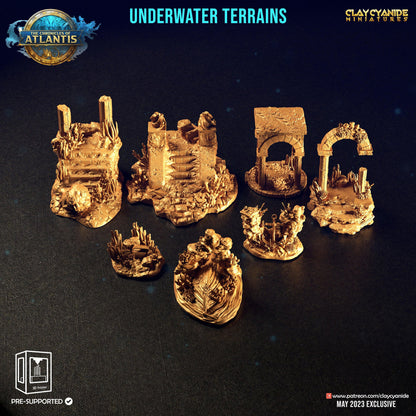 3D Printed Clay Cyanide Underwater Terrains The Chronicles of Atlantis 28 32 mm D&D
