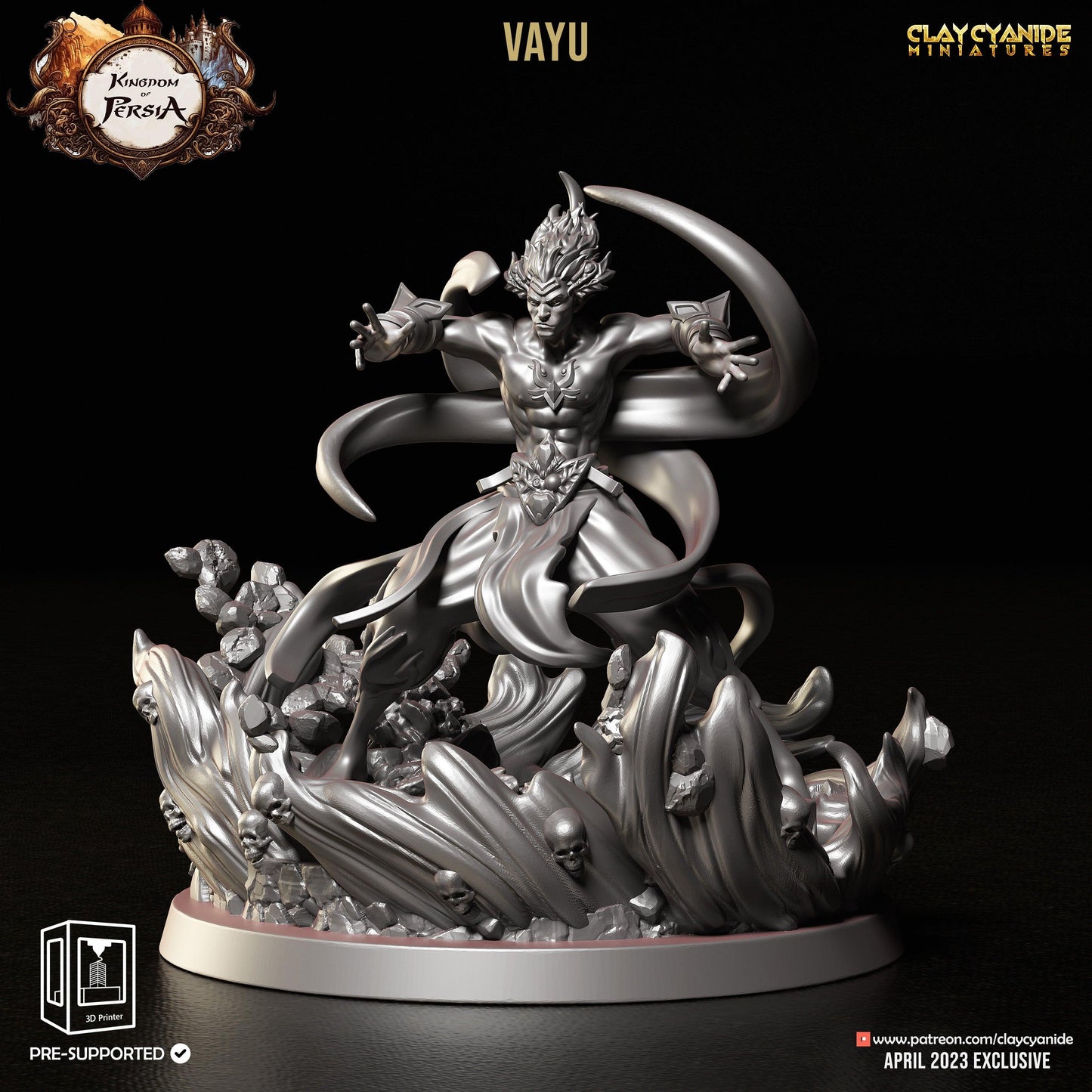 3D Printed Clay Cyanide Vayu Kingdom of Persia 28 32 mm D&D