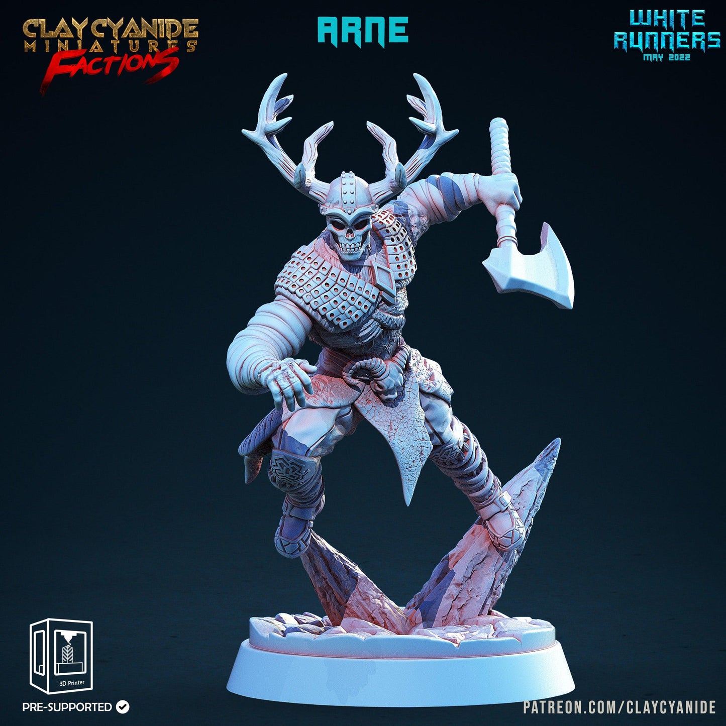 3D Printed Clay Cyanide White Runners Factions Tribes Ragnarok D&D