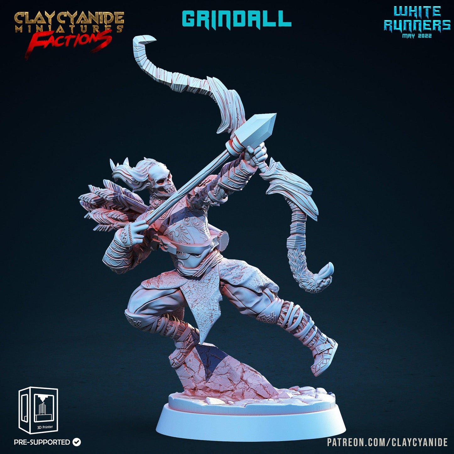 3D Printed Clay Cyanide White Runners Factions Tribes Ragnarok D&D