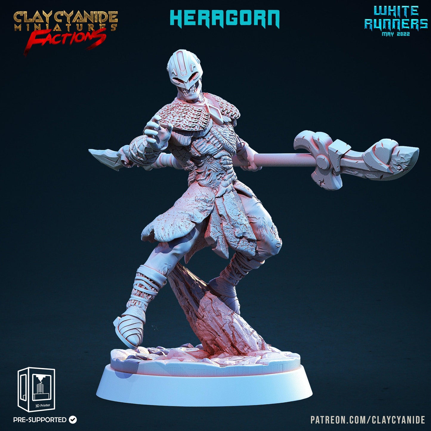 3D Printed Clay Cyanide White Runners Factions Tribes Ragnarok D&D