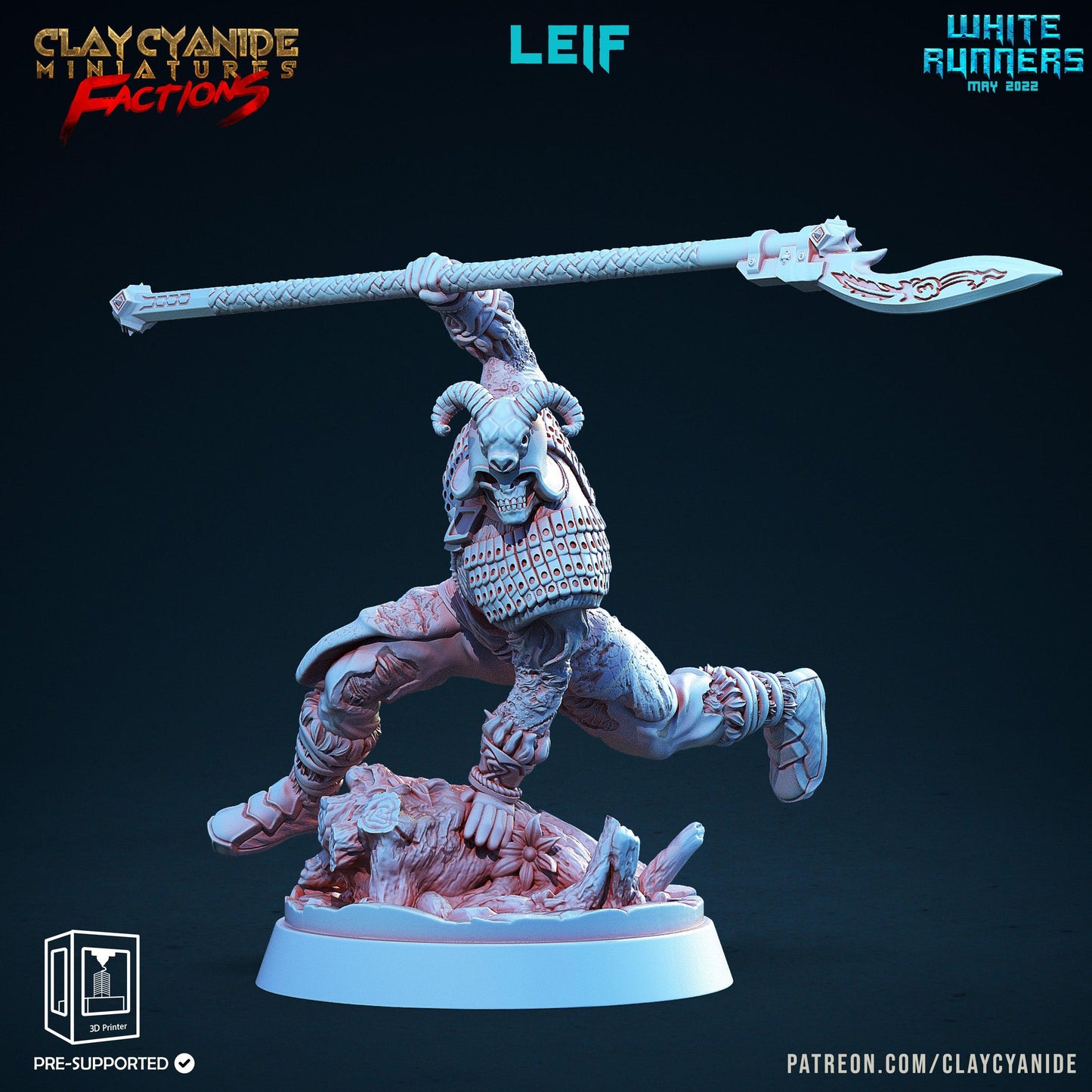 3D Printed Clay Cyanide White Runners Factions Tribes Ragnarok D&D