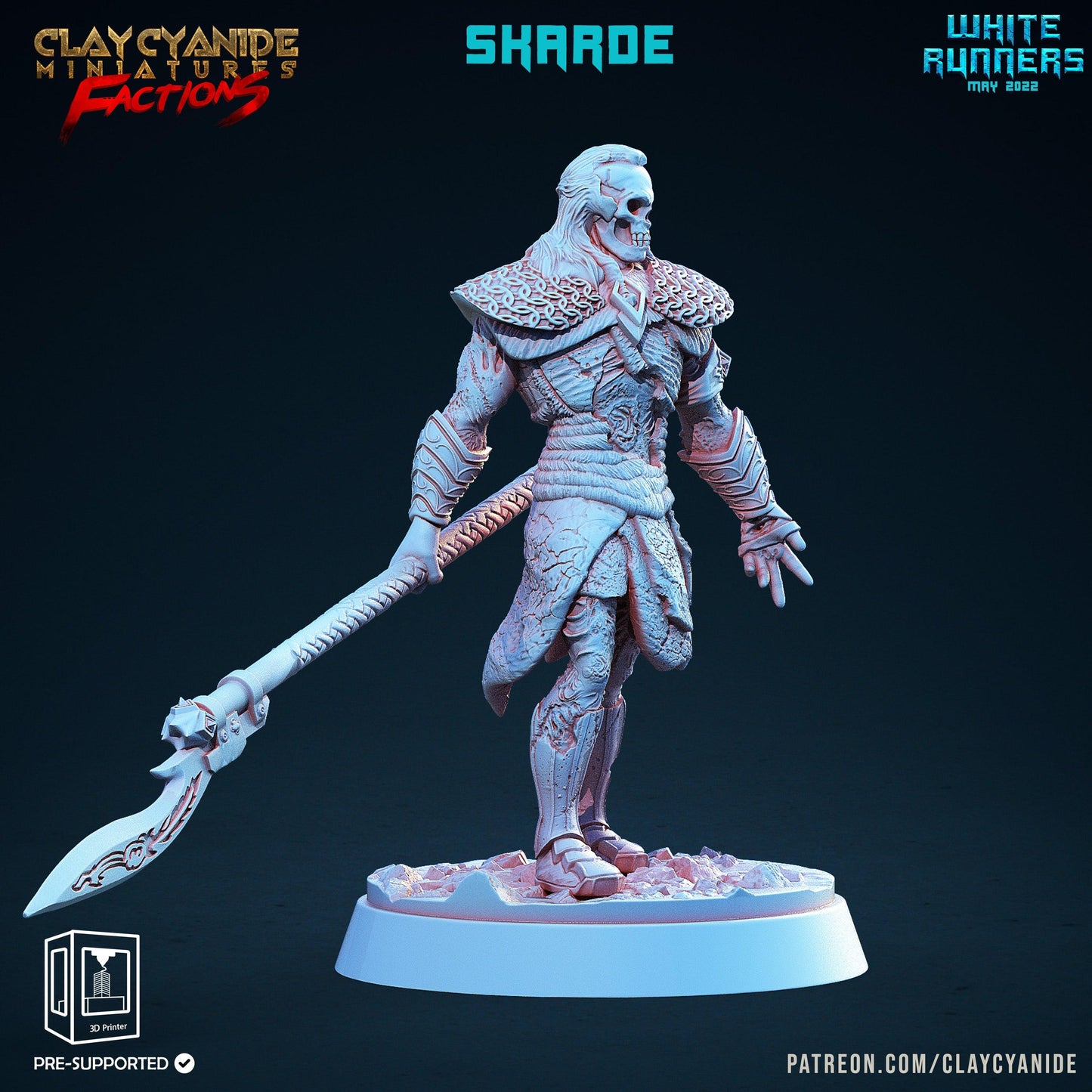 3D Printed Clay Cyanide White Runners Factions Tribes Ragnarok D&D