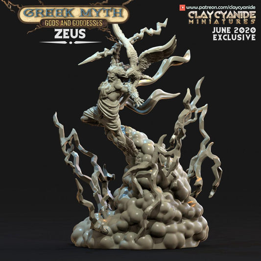 3D Printed Clay Cyanide Zeus Greek Myth Gods and Goddesses Ragnarok D&D