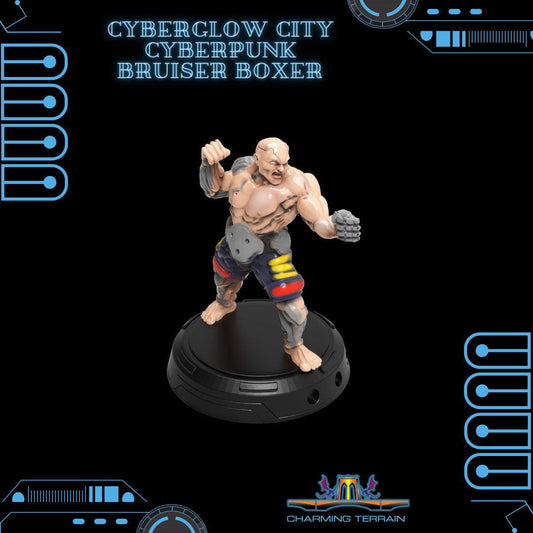 3D Printed Cyberglow City Cyberpunk Bruiser Boxer Fighter Miniature  - 28mm 32mm
