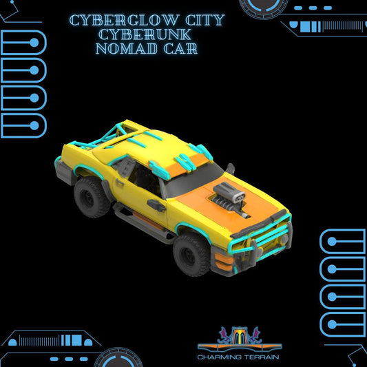 3D Printed Cyberglow City Cyberpunk Nomad Car Miniature  - 28mm 32mm
