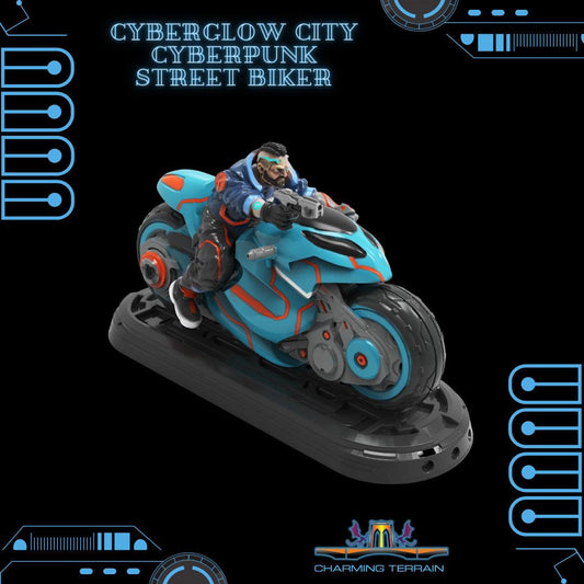 3D Printed Cyberglow City Cyberpunk Street Biker Miniature  - 28mm 32mm