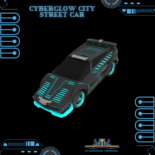 3D Printed Cyberglow City Cyberpunk Street Car Miniature  - 28mm 32mm