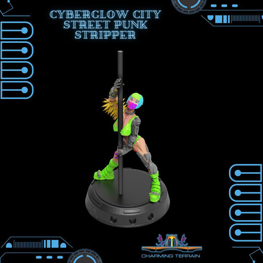 3D Printed Cyberglow City Cyberpunk Street Punk Stripper Dancer Miniature  - 28mm 32mm