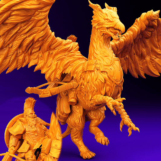 3D Printed Dwarf’s Army Nafarrate - Dwarf Griffon Rider Set 28mm 32mm Ragnarok D&D