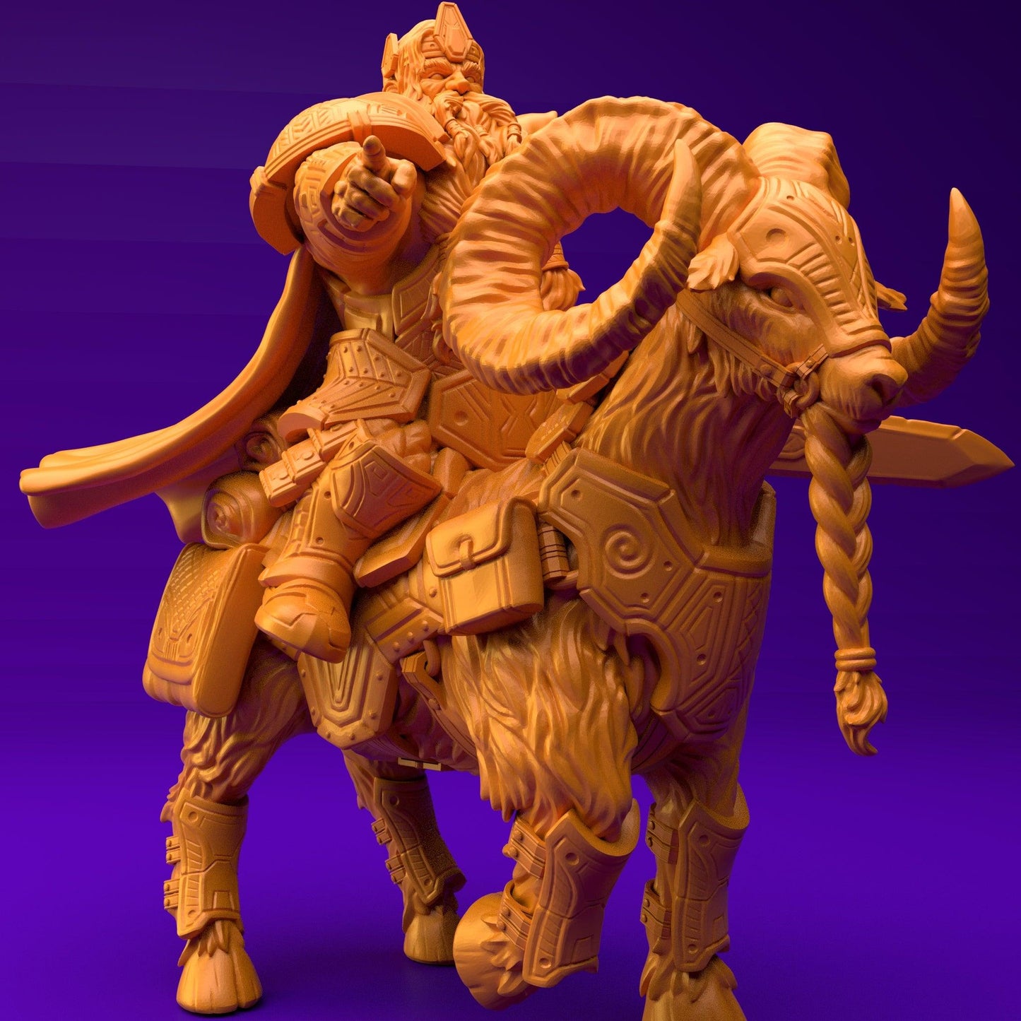 3D Printed Dwarf’s Army Nafarrate - Dwarf Ram Goat Rider Set 28mm 32mm Ragnarok D&D